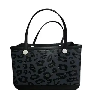 XL Black Leopard Beach Tote Bag