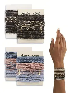 Boho Style Hair Ties, Colorful Elastic Hair Ties, Double Use Hair Bands, Elastic Hair Accessory, Fashion Hair Accessories for Women & Girls, Scrunchies