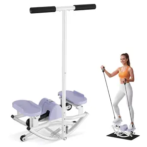 【New Arrival 】Rocking Stepper Ski Machine with Armrests, featuring a 3D Motion Stepper Design, Side Stepper Machine for Home Workout - 270 lbs Capacity, Compact & Space - Saving Design, and Built - in Counter