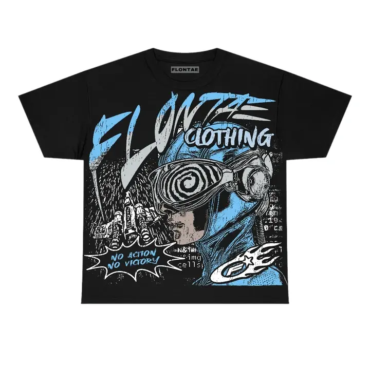 Black University Blue 5s Flontae T-Shirt Y2K Graphic 100% Cotton