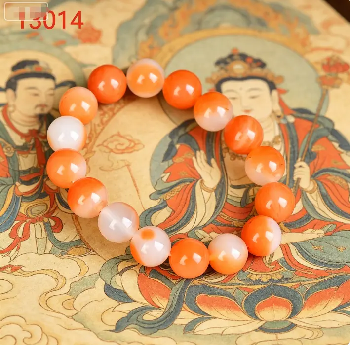 Agate Chalcedony Bracelet with 2-Tone Taoist Healing Crystal Beads, Unisex Stretch Design for Casual Daily Wear, Birthday Gift, Elastic Cord, Female, High Gloss Fine Polishing, Inner Balance, Natural, Safety, Spiritual Lovers, Taoist Meditation, Two-Tone