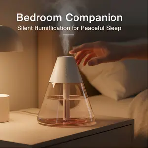 Mini Humidifiers, 260ml USB Personal Cool Mist Humidifier Cute Volcanoes Desktop Air Humidifier for Car, Office, Bedroom, Travel (White)#Mother's Day