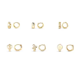 LIVYEN 6-Pack 14K Gold Plated Huggie Hoop Earrings Set|  9mm Gold Plated Hoops for Women | Hypoallergenic & Lightweight | Perfect for Layering