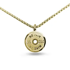 A must-have for fitness enthusiasts| NO PAIN NO GAIN Dumbbell Plate Necklace, made of 316L stainless steel, unique pendant, European and American style sports accessory, suitable for women/girls, perfect as a holiday gift, casual hip-hop style. hand  pick