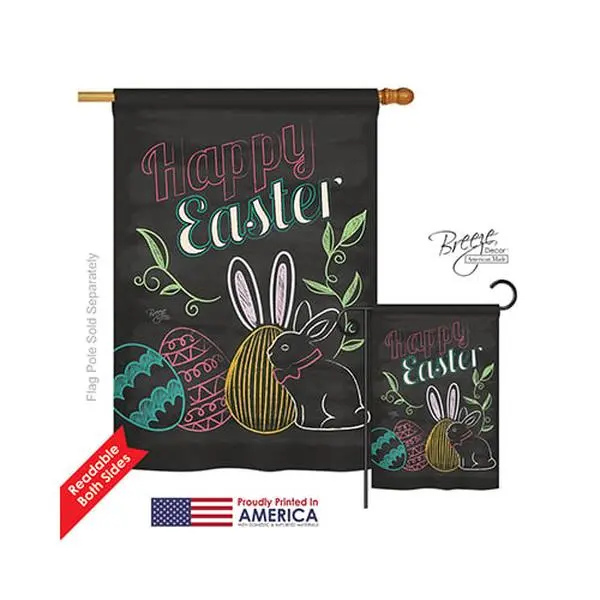 Breeze Decor 03054 Eco-Friendly Easter Eggs Double-Sided Vertical Impression Hanging House Flag - 28x40 in Washable Holiday Banner for All Ages, No Fading Artwork Decoration (Home & Festive Party Supplies)