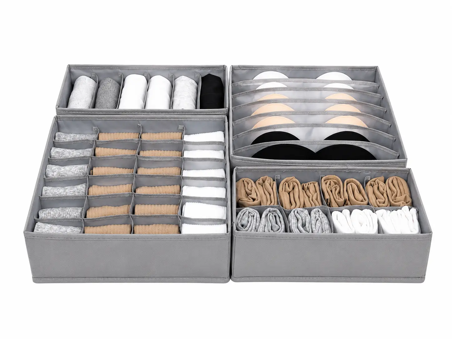 Premium Oxford Fabric Drawer Organizer Set, Foldable Washable Storage Boxes with Reinforced PP Board Support & Compartments for Closet, Dresser & Drawer Organization, Socks, Underwear, Baby Clothes and Small Clothing Storage