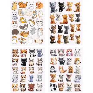 405 PCS Cute Cat Sticker, 20 Sheets Scrapbook Stickers, Kawaii Stickers for Scrapbook Supplies Journal Planner Bottles Laptops Decors