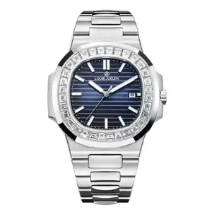Louie Juelen Midnight Tide Horological Masterpiece Watch with Blue Dial and Diamond-Encrusted Bezel