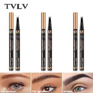 Tvlv Four-Line Eye Brow 3 Color Precision Tip Smooth Flow, Natural Look, Waterproof Sweatproof Formula, Ideal for Daily Use, Parties, Dates, Eyebrow Makeup Products