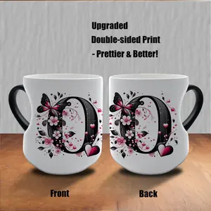 Thermosensitive Ceramic Mug, Heart-Shaped Handle, 11 Oz/330ML, Color-Changing Coffee Cup, Reusable & Non-Slip, Perfect Gift