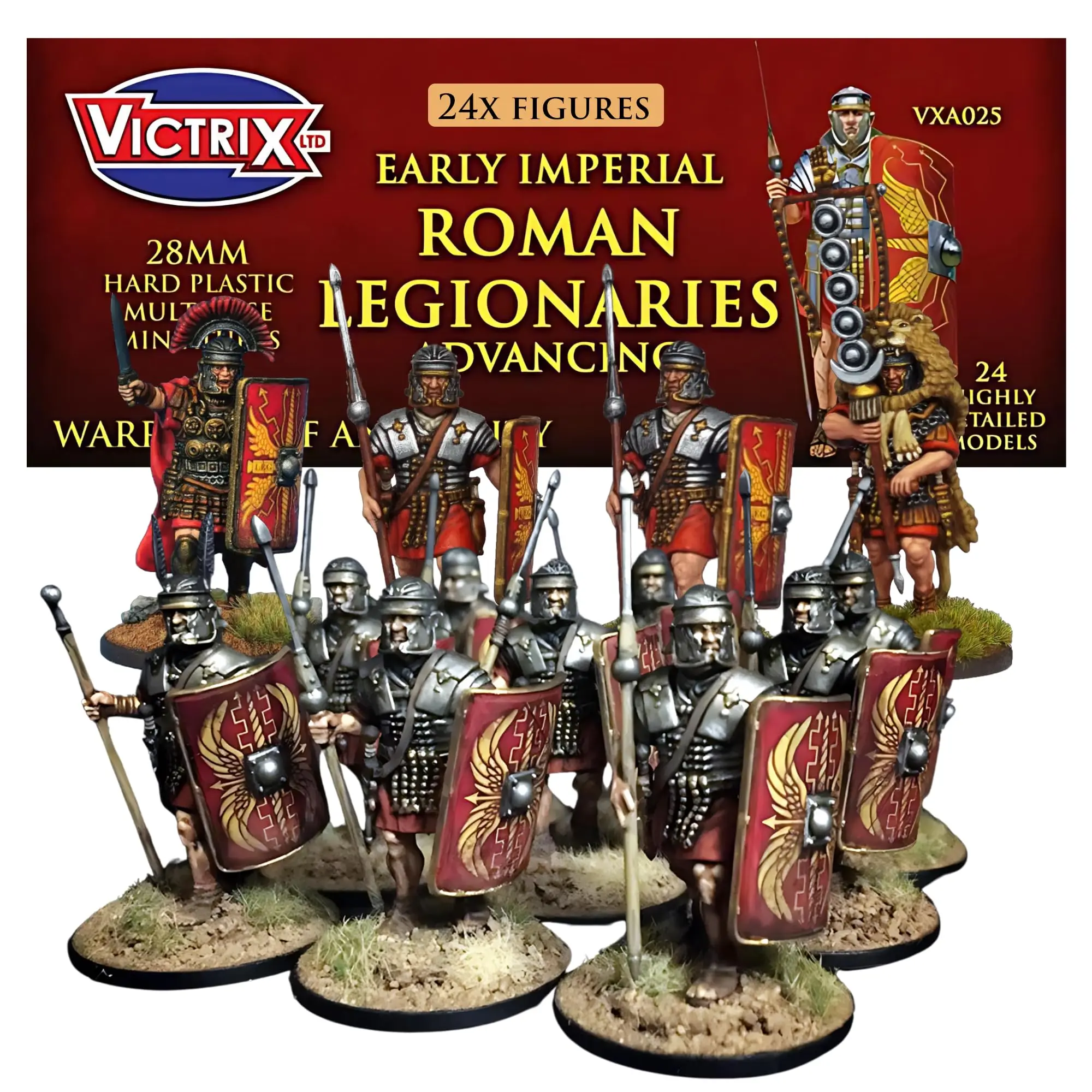 Wargames Delivered Victrix Legionaries Set for Wargaming - 24 Miniatures with Shields & Crests