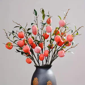 Simulated Flower Pomegranate Fruit Persimmon Decorative Ornaments for Living Room and Dining Table, Artificial Flowers, Ruyi Arrangement, Anti-Real