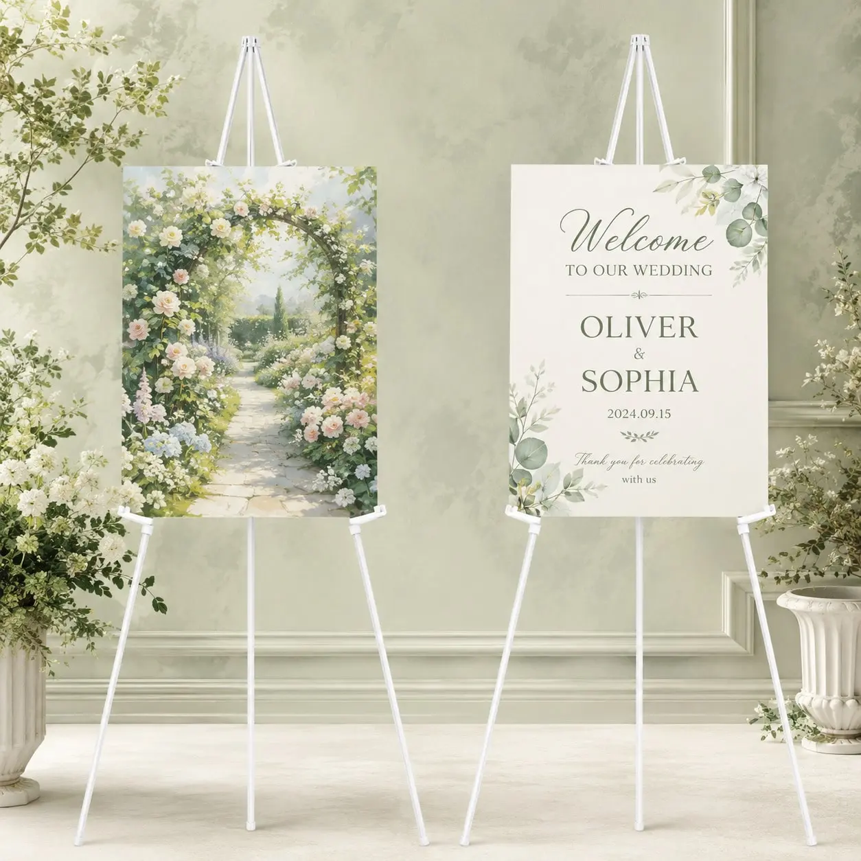 Foldable Easel Stand,Adjustable 80-168cm Tripod Display Holder for Wedding Welcome Sign,Canvas Painting,Photo Frame,Poster Board,Party Decoration,Bridal Shower,Baby Shower,Home Decor,Living Room,Office,Classroom,Studio,Dorm,Apartment,Black White