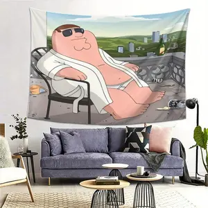 Family Guy Cartoon Tapestry, Premium Wall Hanging Tapestry, Peter Griffin Design Tapestry, Living Room, Bedroom, Office Decor Tapestry, Great Gift for Fans of the Animate