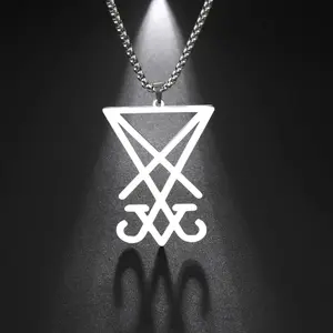 Stainless Steel Sigil Of Lucifer Pendant Necklace - Lucifer Pride Merch, Gothic Aesthetic, Baphomet Sigil, Amulet, Chain Jewelry for Men & Women Gift, Gothic Aesthetic Necklaces