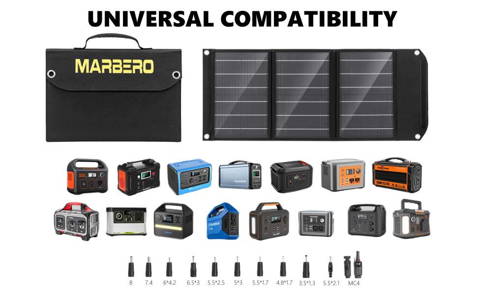MARBERO 30W Portable Solar Panel 23% High Efficiency Foldable Solar Panel Charger QC3.0 USB & DC Port Compatible with Cell Phone Ipad Laptop IP65 Waterproof for Camping Outdoor Cloudy