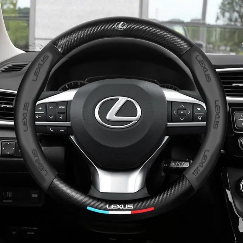 Carbon Fiber Nappa Leather Steering Wheel Cover for Lexus F Sport Es200 Es260 Es300 Rx300 Ls500h Gs300 Is300 Ct200h Nx300 Lx570 Gx460 Car Accessories