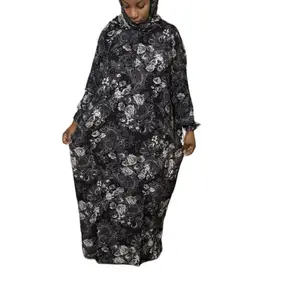 Women's Solid Drop Shoulder Hooded Kaftan & Hijab Set with Bishop Sleeves & Pockets, Modest Bishop Design, Comfortable Polyester, 100% Woven abaya abayas on daily wear