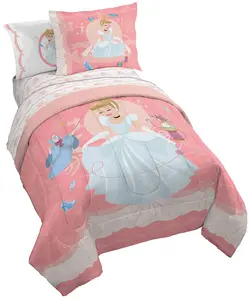 Jay Franco Disney Princess Bed Sets - Cinderella, Rapunzel, Belle, Tiana,