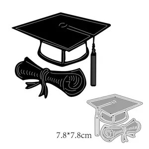 Graduation Theme Precision Cutting Dies, Handmade Craft Templates for DIY Hats and Diplomas, Ideal for Scrapbooking and Card Design