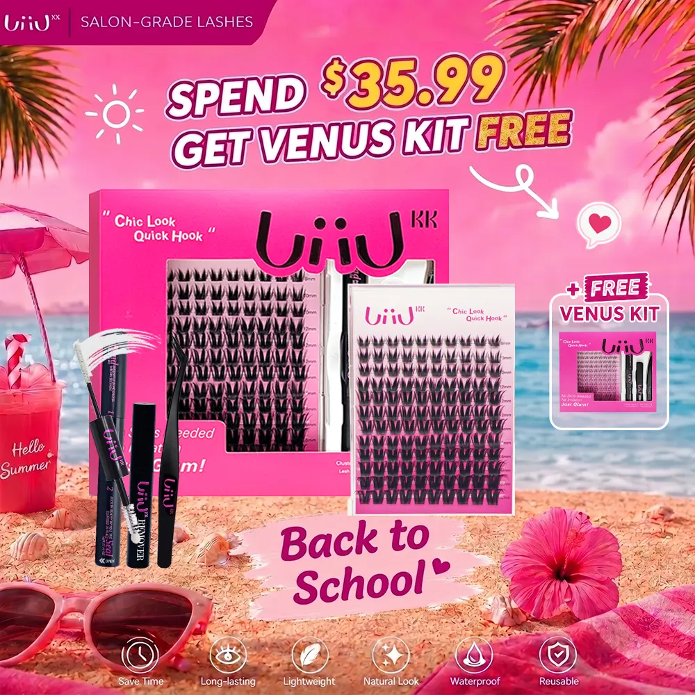 UiiUKK  Bambi Lash CLusters Kit,  Manga Lash Extension with Waterproof Long-lasting Lash Bond and Seal,Tweezers and Remover for DIY Eyelash at Home Easily, Natural Makeup Girl Gifts beach essentials