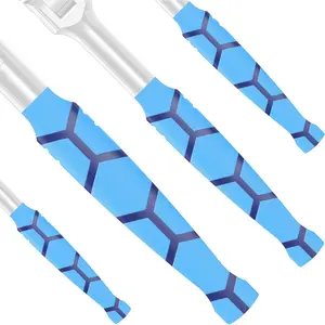 Heat Shrink Handles Blue - 4 Pack Tool Handle Grip Sleeves - Non Slip Hex Textured Heat Shrink Covers - Tool Grips - - Part: 1880