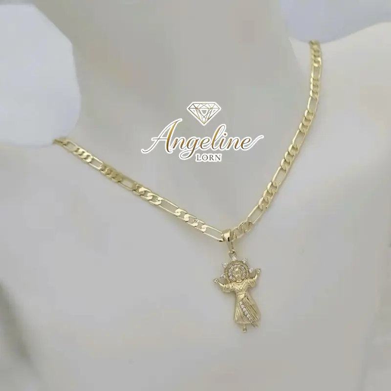 1346 Divino Nino 4 mm 19.5-in Gold Plated 14k High-Quality Resistant Waterproof Gold Necklace & Pendant (Jewelry Accessory)