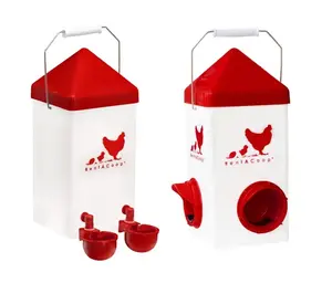Chick2Chicken 5lb 2-Port Chicken Feeder and 1-Gal Small Cage Waterer Set Dispenser Feeding