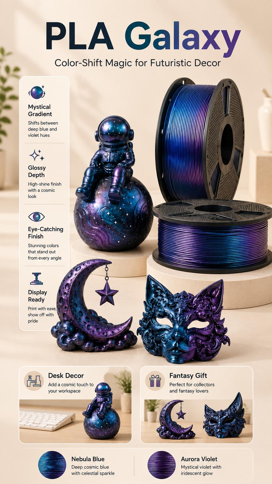 SUNLU 1KG PLA Filament Bundle, 3D Printing Supply with Back to School Aesthetic Options - Mix & Match Galaxy Theme, Twinkling, Marble, Wood, Rainbow, Matte Varieties tiktokshopbacktoschool,back to school,back to school haul