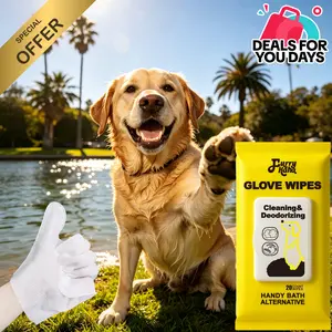 No-Rinse Grooming - PRO Pet Glove Wipes (20pcs) Hypoallergenic Bathing Deodorizing for Dogs & Cats | Extra Thick & Natural Ingredients for Daily Care Travel | Glove-Fit Design Flexible Controlled Clean | Eco-Friendly Value Pack Kittens