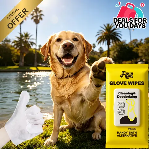 PRO Pet Glove Wipes (20pc Value Pack) - No-Rinse Grooming Products, Gentle on Skin, Glove-Fit Design, Hypoallergenic, Deodorizing, Extra Thick Natural Ingredients, Flexible, Eco-Friendly, Removes Dirt Odors & Mess Fast for Dogs' Daily Care & Travel