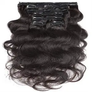 8pcs/120g/set 18inch-26inch Black Color Invisible Clip Ins Human Hair Seamless Virgin Clip in Hair Raw Indian Body Wave 100% Human Hair Extensions Clip in