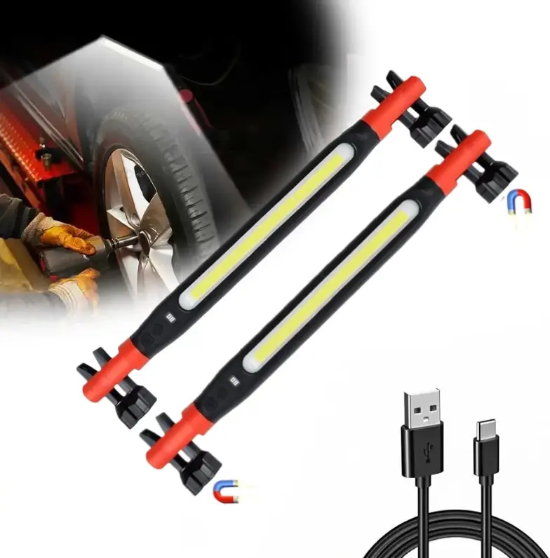 2026 New Magnetic Under Hood Rechargeable LED Work Light Bar - 360° Adjustable, 3 Lighting Modes with Red Function, Mechanic Tool, Car Accessories for Garage Repair, Led Work Lights