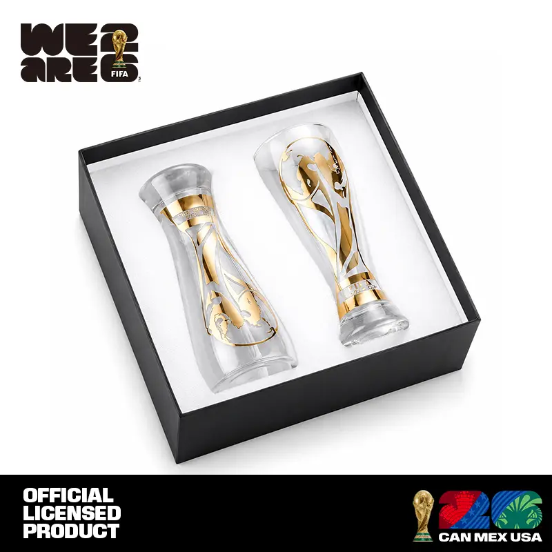 Official FIFA World Cup 26 Gold Stamped Classic Beer Glass Set 11oz Craft Beer Glasses for Pilsner IPA & More Drinkware Boyfriendgift Tumblers summerwins America250 Independenceday