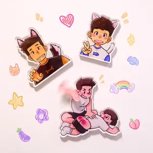 Sixty 66&00 Cute Cat & Dog Couple Character Fridge Magnets (Spinner Style) + Free Canvas Gift