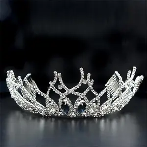 212 MAIN Women's Fashion Imitation Rhodium Brass Tiara Crown & Hairclip - Top-Grade Crystal, Rhinestone Jewelry for Special Occasion Costumes & Accessories