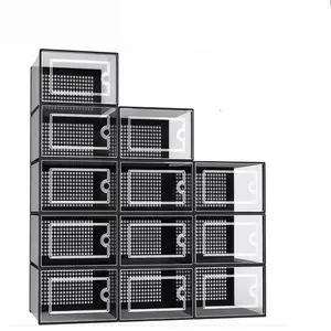 Clear Stackable Shoe Organizer Boxes 12/24 Pcs X-Large, Plastic Storage for Closet, Size 11 Sneaker Friendly, Space Saving Entryway Container, Easy Installation Shoe Rack