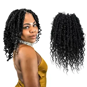 Boho Crochet Passion Twist Hair Pre looped, 10 Inch Goddess Passion Twist Crochet Hair with Curly Ends 8 Packs Natural Black Pre-twisted Bohemian Crochet Braids (8 PCS/88 STRANDS, 1B)
