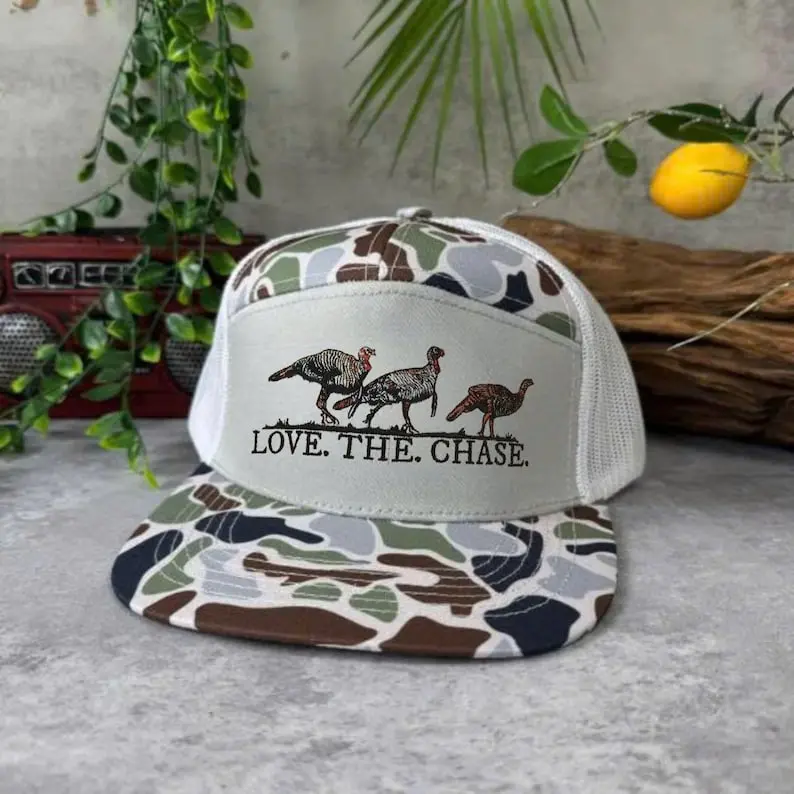 [COMBO 2 SAVE 50%] Turkey Hunting Hat, Love The Chase Cap, Embroidered Trucker Hat, Hunting Gift for Men, Outdoor Sports Cap, Wildlife Hat, Hunter Gift