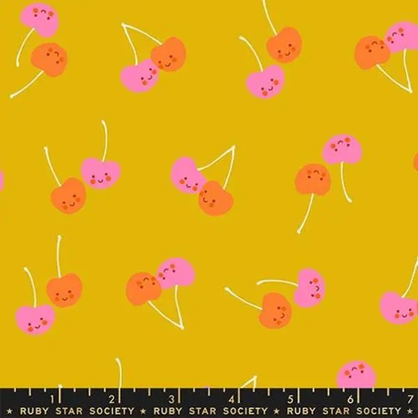 Fabric Ruby Star Society Goldenrod Cherry Friends Trinketry by the Quarter Yard RS0112-12