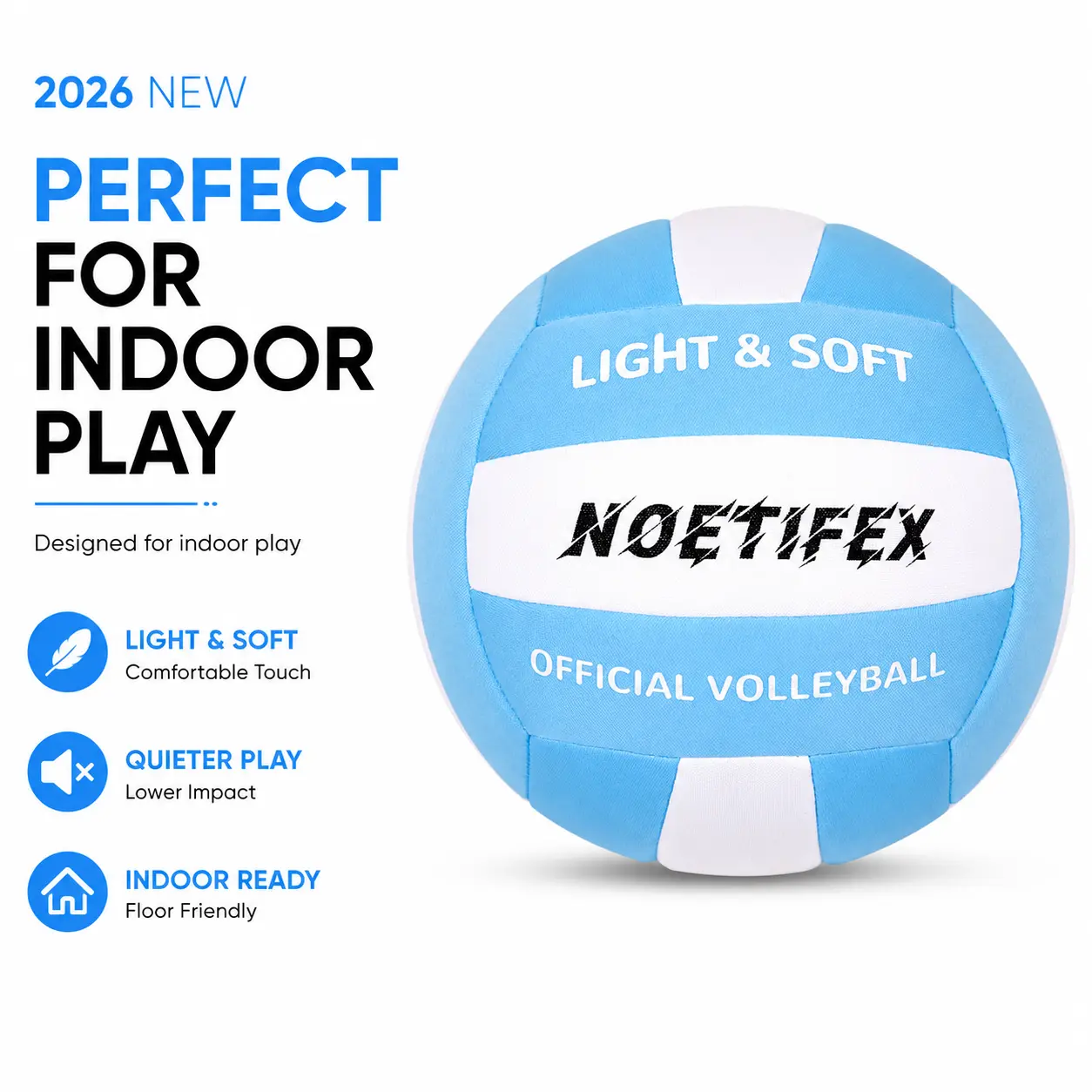 Polyester Youth Volleyball - Deflated, Super Soft Fabric Blend, Lightweight, Comfortable Touch, Gentle on Hands, Safe & Quiet for Kids Beginners, Indoor Practice, Houseyard Fun Gift, Volleyballs
