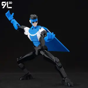 9L3D Dummy 13 Action Figure-Multi-Joint Articulated Lucky Anime Character Classic Superhero Design With Black&White Blue Costume