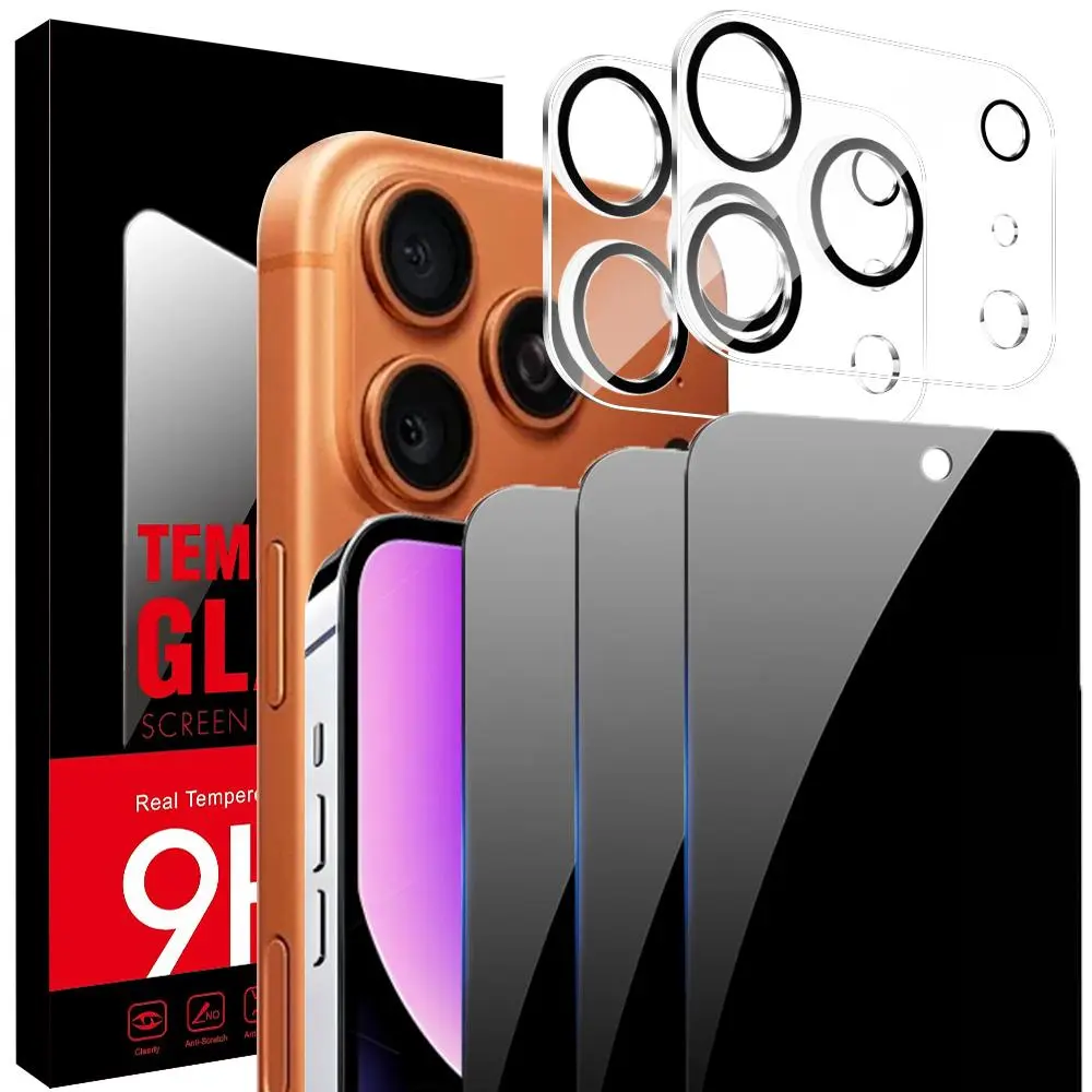 iPhone 17 Pro Max Privacy Tempered Glass Screen Protector (6.9in), with 2 Lens Covers, Smartphone-Cellphone Accessories for Protection & Easy Installation