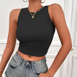 Sleeveless Crop Top for Women - Crew Neck Slim Fit Tank, Casual Basic Top for Workout & Leisure