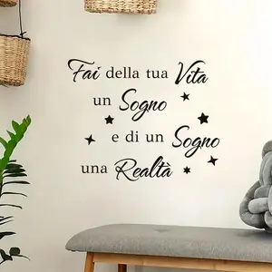 Italian Motivational Quotes Wall Stickers, Removable Self-Adhesive PVC, Decorative Wall Art for Office, Living Room, Bedroom, Entryway, Wall Decals