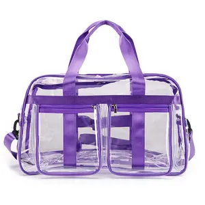 PVC transparent travel bag women's large-capacity backpack men's fashion personalized backpack fully transparent waterproof student schoolbag 40 silk