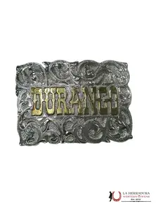 SILVER AND GOLD DURANGO SQUARE BUCKLE