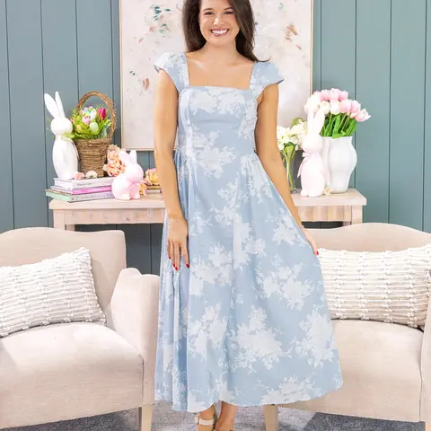 Women's Casual Smocked Sleeveless Rayon Floral Midi Dress, Size S-L