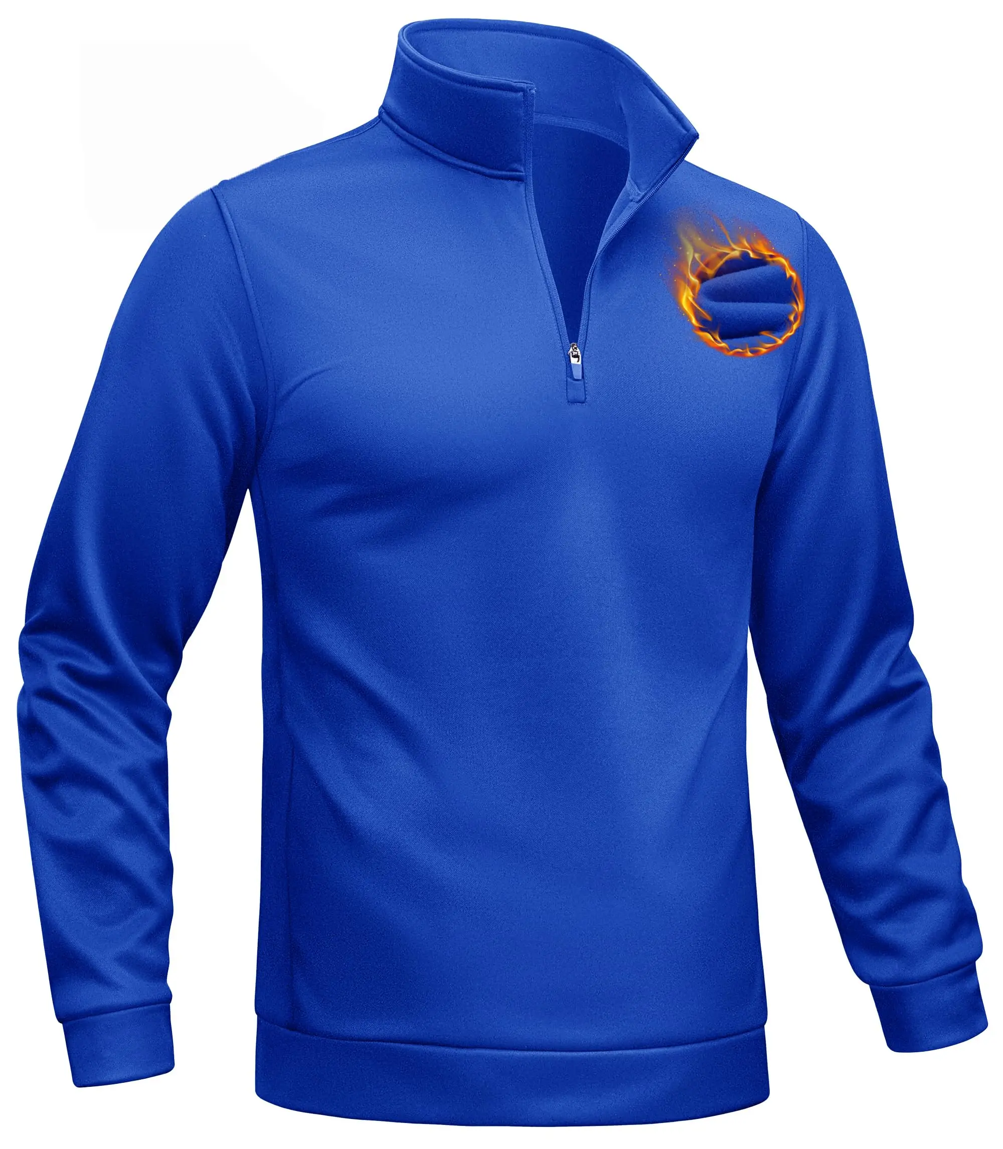 Men's Quarter Zip Pullover Sweatshirts Lightweight Fleece Lined Thermal Sweatshirts 1/4 Zip Golf Sweaters
