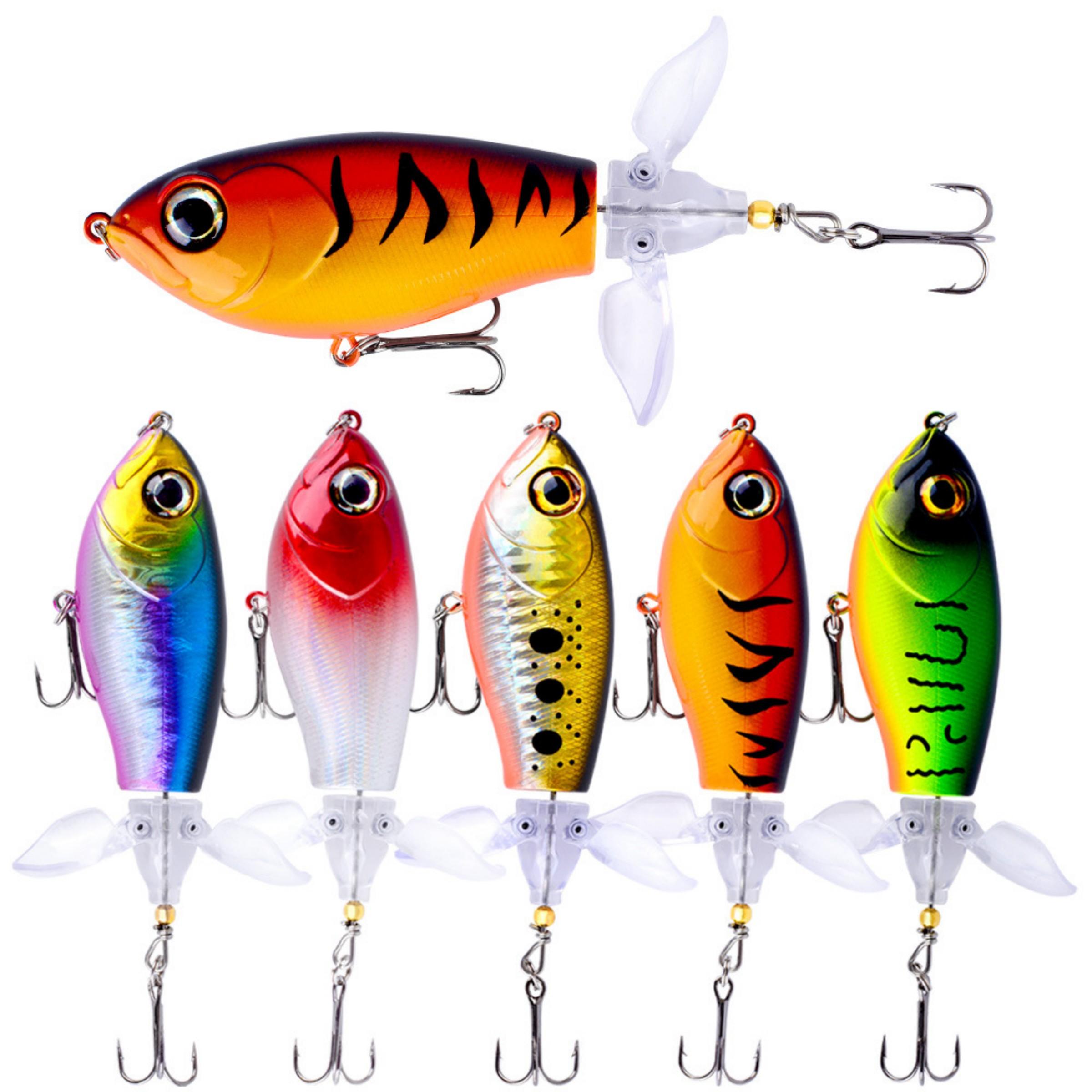 Top Water Fishing Lures with Hooks Double-Blade Design for Bass Catfish Pike Floating Lures Surface Wobble PoPobait Bass Baits Fishing Gifts for Men